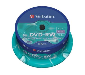 shumee DVD-RW Verbatim 4x 4,7 GB (Cake 25) MAT SREBREN