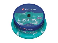 shumee DVD-RW Verbatim 4x 4,7 GB (Cake 25) MAT SREBREN