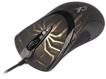 shumee A4Tech EVO XGame Oscar X747 laserska igralna USB žična miška črne in zlate barve