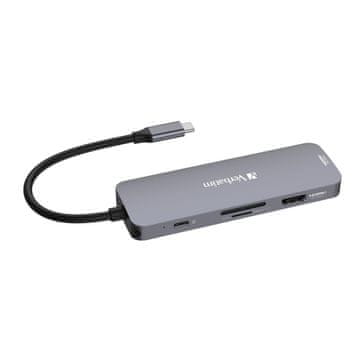 shumee Verbatim večportni USB vozlišče CMH-08: 1x USB-C PD, 3x USB-A 3.0, 2x HDMI, SD/microSD