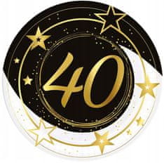 Fiestas Guirca Papirnati krožniki 40. ROJSTNI DAN Forty Gold Black Party 23 cm 6 kosov.