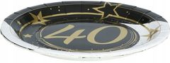 Fiestas Guirca Papirnati krožniki 40. ROJSTNI DAN Forty Gold Black Party 23 cm 6 kosov.