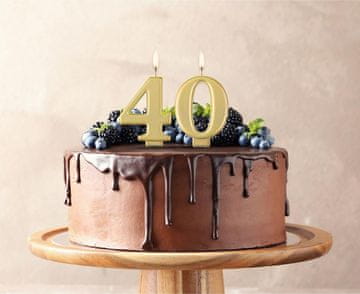 shumee Sveča številka 4 ŠTIRI kovinsko ZLATA 8 cm