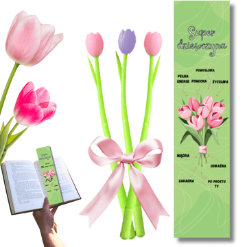 shumee PISALA ZA ŠOPEK TULIPANOV ZA SUPER DEKLICO, DARILO ZA DAN ŽEN, ZELEN ZAVEZEK [PEN4]