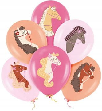 shumee Lateks baloni KONJI Konji Poniji Konji Mešani okraski za rojstni dan 30 cm 6 kosov.
