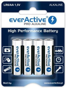 everActive AA/LR6 everActive Pro alkalne baterije, 4 kosi