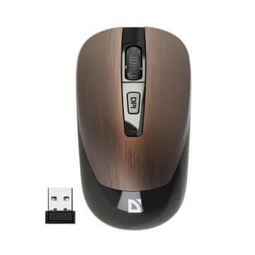 shumee Brezžična miška Defender WAVE MM-995, optična, brez klika, tiha, 1600 dpi, rjava