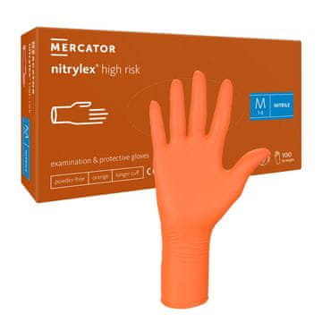 shumee Mercator Nitrylex High Risk M oranžne nitrilne rokavice 100 kosov