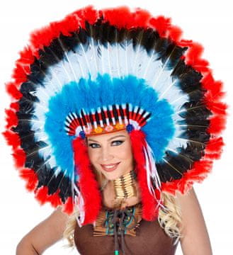 shumee Kostum indijanskega poglavarja modrega apača z perjem XXL