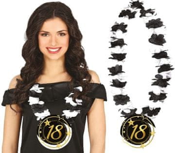 shumee Havajska ogrlica boa črno-bele rože za 18. rojstni dan osemnajst, 300 cm