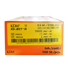 shumee Inzulinska brizga z iglo 0,5 ml U-100 G29 (0,33X12,7) KD-JECT III 100 kosov
