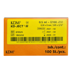 shumee Inzulinska brizga z iglo 0,5 ml U-100 G30 (0,30X8) KD-JECT III 100 kosov