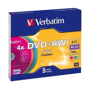 shumee DVD+RW Verbatim 4x 4,7 GB (Slim 5) BARVNI