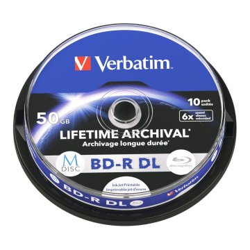shumee BD-R DL Verbatim M-disk 50 GB 6x brizgalno tiskanje (vreteno 10)