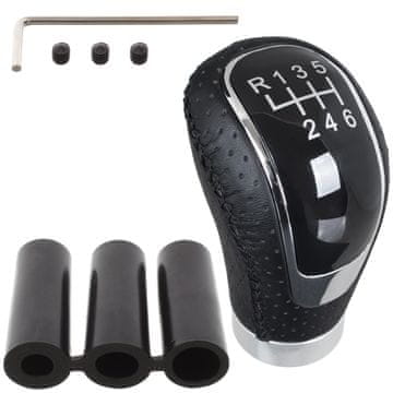 shumee UNIVERZALNI 6 PRESTOPENJ ČRNO USNJE + SREBRNA ročica menjalnika