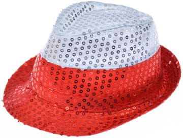 shumee Poljska navijaška kapa z belimi in rdečimi bleščicami