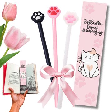 shumee PISALA ZA KUL DEKLE KOMPLET Z MAČKAMI DARILO ZA DAN ŽENA Z ZNAMKAMI [PEN2]