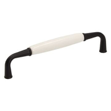 GAMET Ročaj UP16, super mat črna, beli porcelan, 128 mm