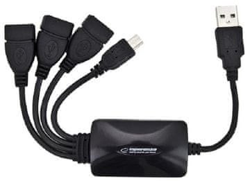 Esperanza USB-vozlišče Esperanza EA114, 3xUSB 2.0, črne barve