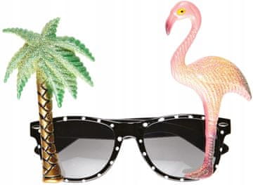 Widmann Očala za zabavo s palmo in flamingom, črna havajska zabava z alohoo, poletna foto stojnica