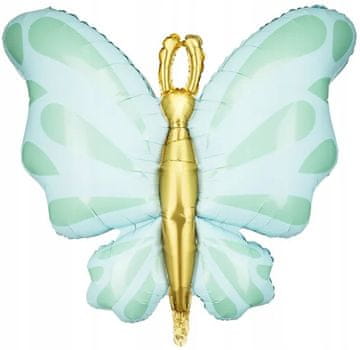 Folija balon BUTTERFLY, mint zelen, rojstni dan, otroška zabavna zabava, 1. rojstni dan, 69x69 cm