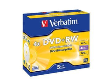 shumee DVD+RW Verbatim 4,7 GB x4 mat srebrn (5 kosov)