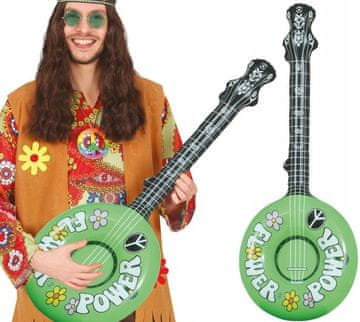 Guirca Napihljiva kitara BANJO Ukulele Hippie Flower Power Disco napihljiva 86 cm