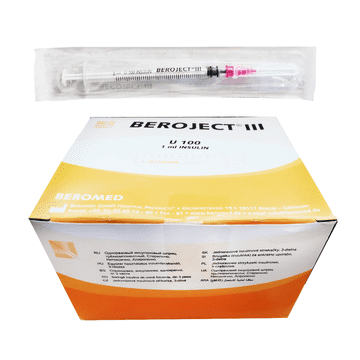 shumee Inzulinska brizga z zamenljivo iglo 1 ml U-100 G29 (0,33X13) 100 kosov