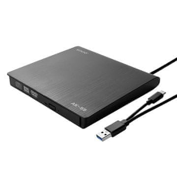 shumee SAVIO AK-59 zunanji tanki DVD-RW zapisovalnik USB-C/USB-A