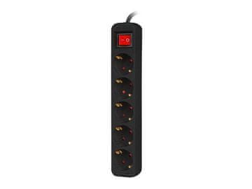 Lanberg Podaljšek Lanberg 1,5 m črne barve 5x 230V Schuko s stikalom, kabel iz masivnega bakra