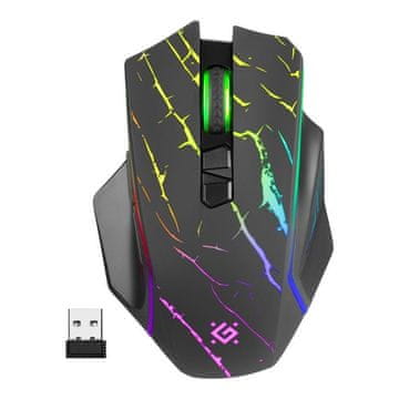 shumee Defender URAN GM-503 brezžična optična miška 3200dpi črna RGB baterija 8 gumbov igralna