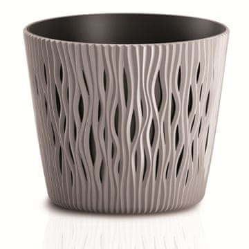 shumee Cvetlični lonček z vložkom 12,8 x v 11 cm PEŠČENO OKROGEL - moka