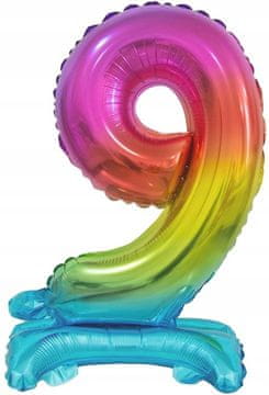 shumee B&C folija balon številka 9 stoječi, mavrica, 38 cm