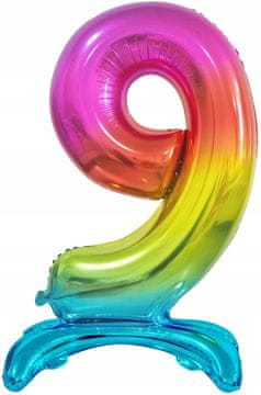 shumee B&C folija balon številka 9 stoječi, mavrica, 74 cm