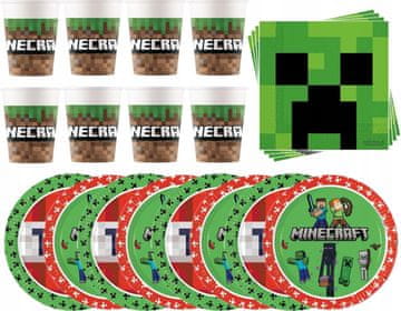 Procos MINECRAFT Pixels Game Rojstni set Krožniki Skodelice Serviete