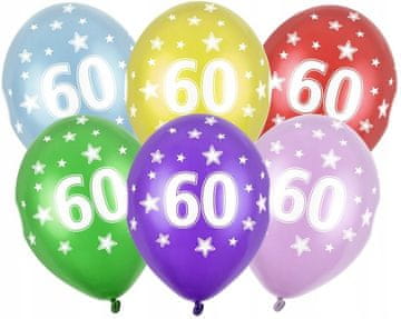 shumee Lateks baloni barviti MIX za 60. rojstni dan številka ŠESTDESET, 5 kosov.
