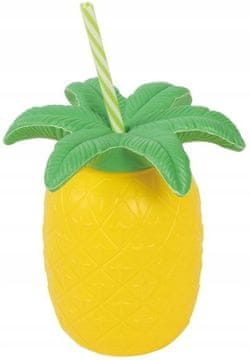 shumee Havajski ananasov lonček s slamnato sadno plastiko Hawaii Aloha Party Holiday