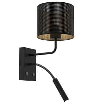 shumee Stenska svetilka s črnim senčnikom in zlato notranjo bralno svetilko, 2 stikaloma, senčnik Loft, 1xE27 15W + 1xG9 8W Luminex