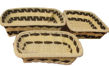 shumee pravokotne pletene košare 26 x 21 x 7 22,5 x 17 x 6,5 19 x 14 x 6 - 3 kosi