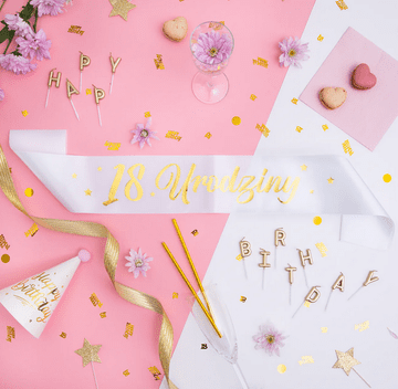 shumee 18. ROJSTNI DAN Lent osemnajst belo zlato 160 cm