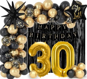 shumee Dekoracija za 30. rojstni dan, komplet transparentov, balonov, girlande, zavesne stene, vse najboljše za rojstni dan