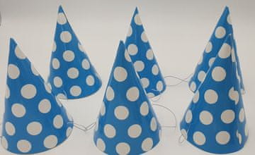shumee 6 papirnatih klobukov z modrimi pikami.