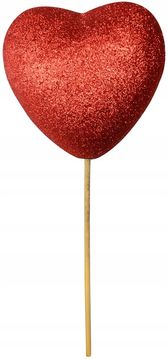 shumee Dekoracija za Valentinovo z rdečim bleščečim srcem na palčki, 16 cm