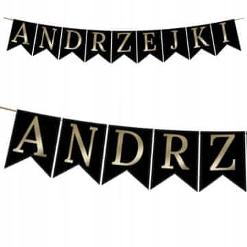 shumee Girlanda zastavice SV. ANDRZEJKI črno-zlata dekoracija okrasek za vedeževanje