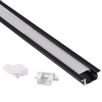 shumee Komplet profilov za podlago iz aluminija 1m črne barve 316059 Polux
