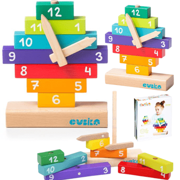 shumee SET ZA RAZVRŠČEVANJE URE, LESENI KOCOKI, ŠTEVILKE, KAZALCEV, UČENJE ZA OTROKE