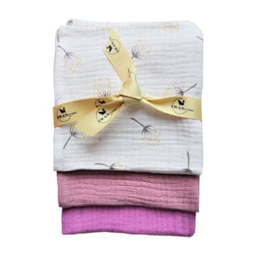 shumee Muslinske plenice 30x30 - roza + beli regrat + prašno roza, SwanStore