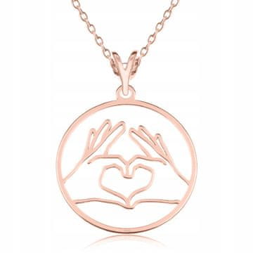 shumee Pozlačena ogrlica s srcem Hands Hands Love Couple Heart SREBRO 925