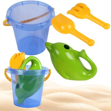 shumee KOMPLET ZA IGRANJE V PESKOVU, VEDRO, ZALIVALKA, LOPATA ZA DELFINE, GRABLJE 7228