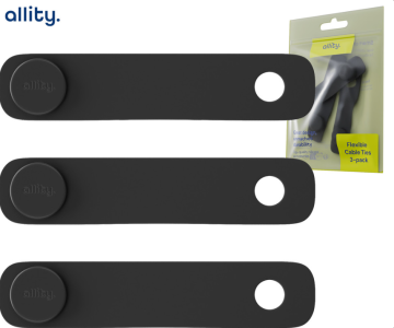 Allity ASA-100 komplet vezic za kable / organizatorjev, gumbne, 3 kos, črne